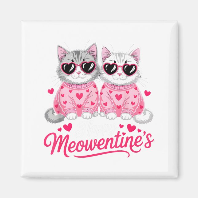 Happy Meowentine’s Cute Romantic Cats Couple Valen Magnet (Vorne)