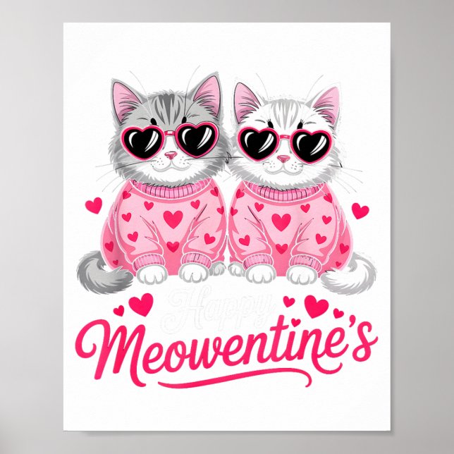 Happy Meowentine’s Cute Romantic Cats Couple Valen Poster (Vorne)