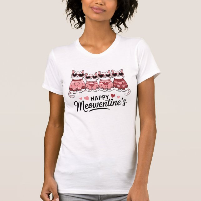 Happy Meowentine's Cat Lover T-Shirt (Vorderseite)