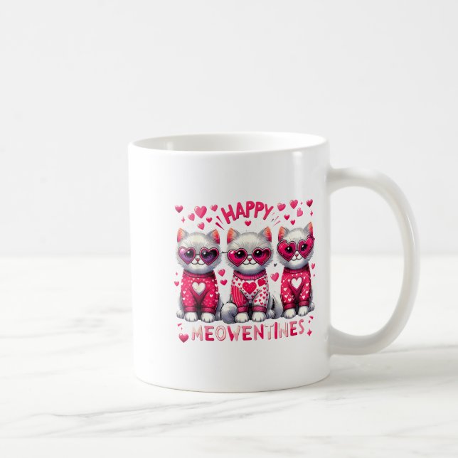 Happy Meowentines Cute Valentine Cats Love Cat Mem Kaffeetasse (Rechts)