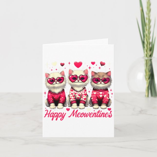 Happy Meowentines Cute Valentine Cats Love Funny C Karte (Vorderseite)