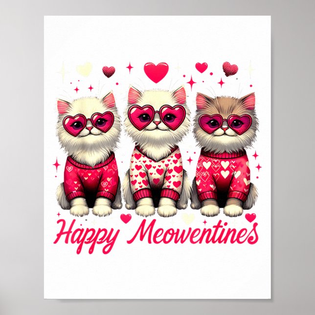 Happy Meowentines Cute Valentine Cats Love Funny C Poster (Vorne)
