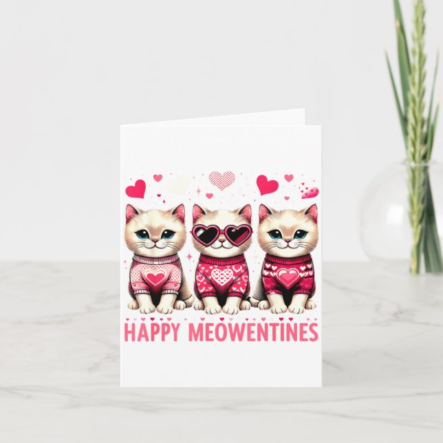 Happy Meowentines Cute Valentine Cats Love Funny M Karte (Vorderseite)