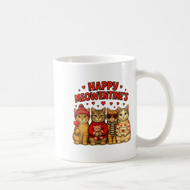 Happy Meowentines Cute Valentine Cats Love Women M Kaffeetasse (Rechts)