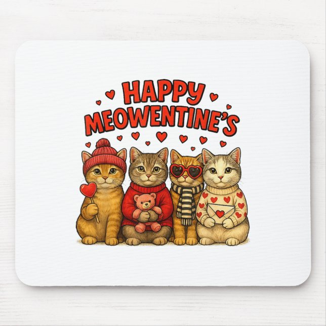 Happy Meowentines Cute Valentine Cats Love Women M Mousepad (Vorne)