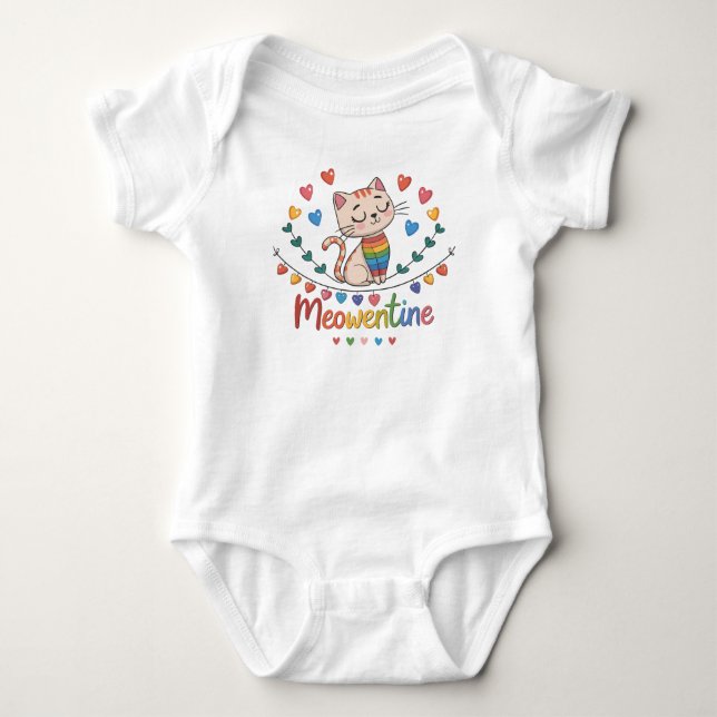 Happy Meowentine's Day Baby Clothes Strampler (Vorderseite)