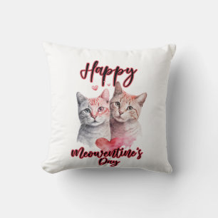 Happy Meowentine's Day Cat Couple Valentine Kissen