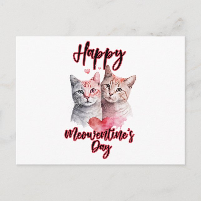 Happy Meowentine's Day Cat Couple Valentine Postkarte (Vorderseite)