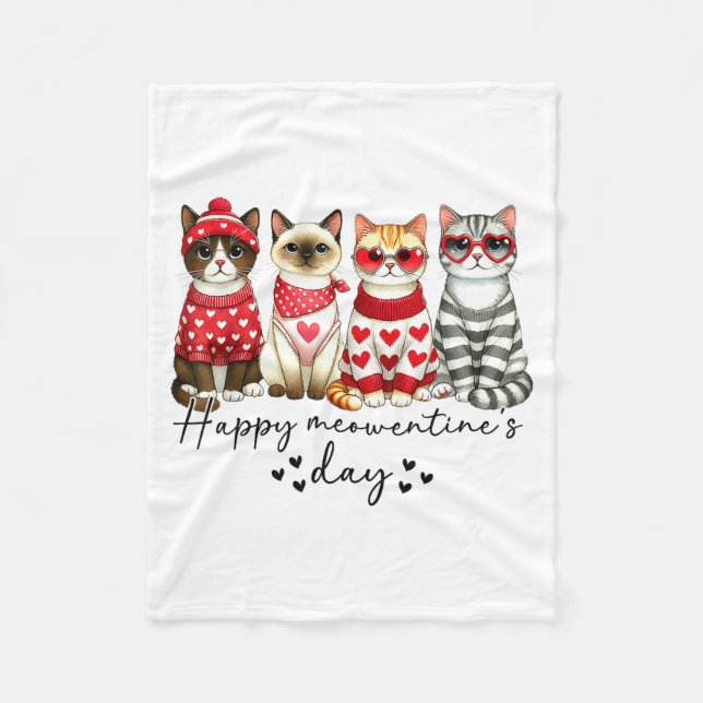 Happy Meowentine's Day Cute Valentines Funny Cat S Fleecedecke (Vorderseite)