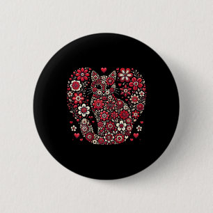 Happy Meowentine's Day Floral Katze Valentine Roma Button