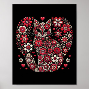 Happy Meowentine's Day Floral Katze Valentine Roma Poster