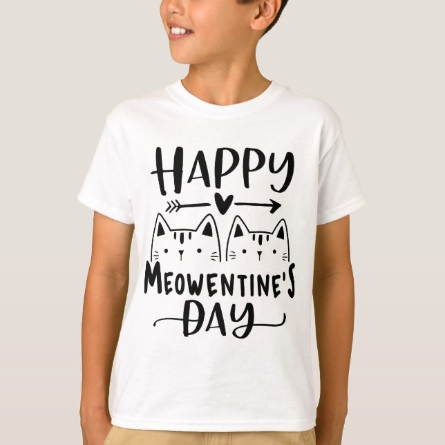 Happy Meowentine's Day Funny Valentine's Day Cat L T-Shirt (Vorderseite)