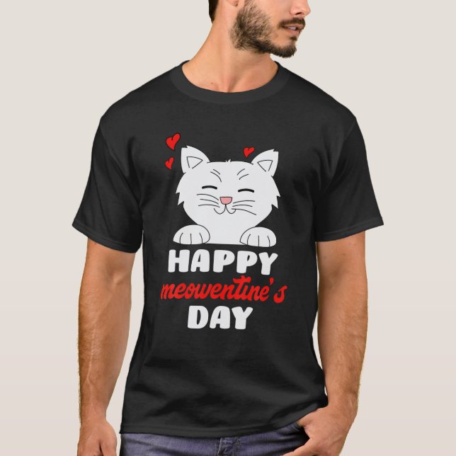 Happy Meowentines Day Niedlich Cat Lover Frauen Va T-Shirt (Vorderseite)