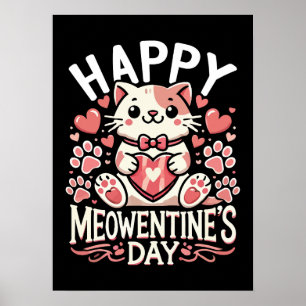 Happy Meowentine's Day - Niedlicher Cat Valentinst Poster