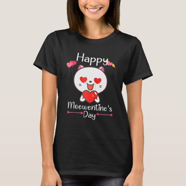 Happy Meowentine's Day Valentine Cat Lover Heart C T-Shirt (Vorderseite)