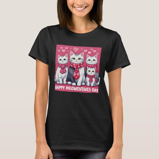 Happy Meowentine's Day Valentine's Day Cat Lover T-Shirt (Vorderseite)