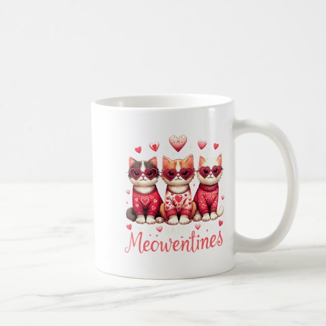 Happy Meowentines Funny Cute Valentine Cats Love C Kaffeetasse (Rechts)