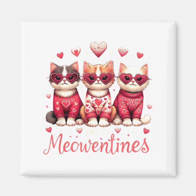 Happy Meowentines Funny Cute Valentine Cats Love C Magnet (Vorne)