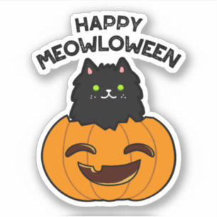 Happy Meowloween Funny Halloween Puff Aufkleber