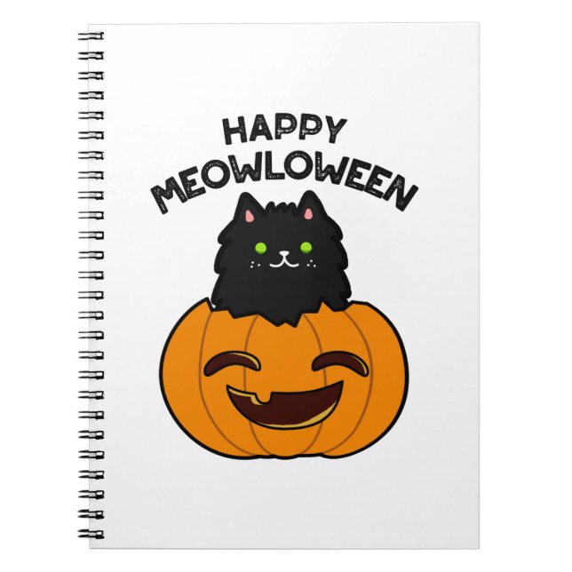 Happy Meowloween Funny Halloween Puff Notizblock (Vorderseite)