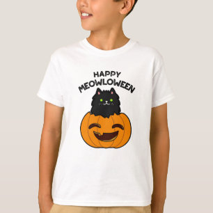 Happy Meowloween Funny Halloween Puff T-Shirt