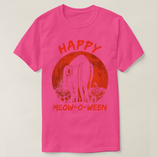 Happy Meowoween Cat Trick oder Treat Kitty T-Shirt (Design vorne)