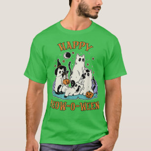 Happy Meowoween Niedlich Cats Ghost Halloween Cats T-Shirt