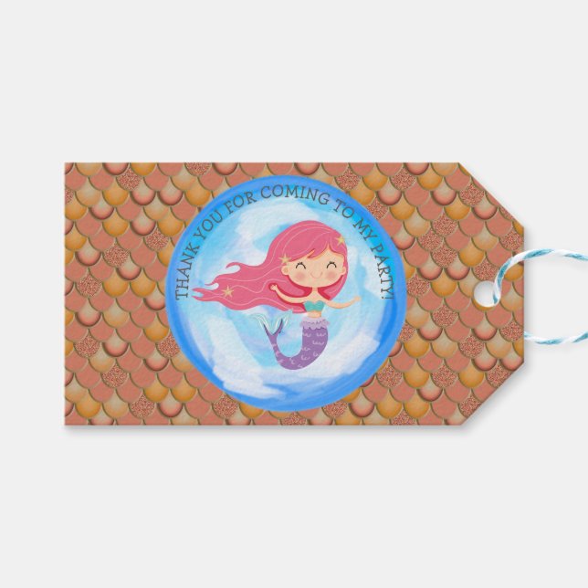 Happy Mermaid Party Vielen Dank für Ihr Geschenk T Geschenkanhänger (Vorderseite (Horizontal))