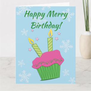 Happy Merry Birthday Cupcake Candles Card Karte