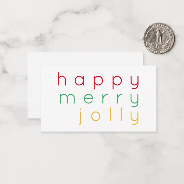 HAPPY MERRY JOLLY 3.5x2 Flat Note Card Mitteilungskarte (Vorderseite/Rückseite Beispiel)