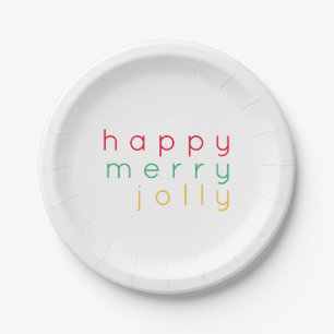 HAPPY MERRY JOLLY 7" Round Paper Tellers Pappteller