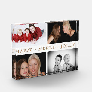 Happy Merry Jolly Family 4 Foto Collage Block