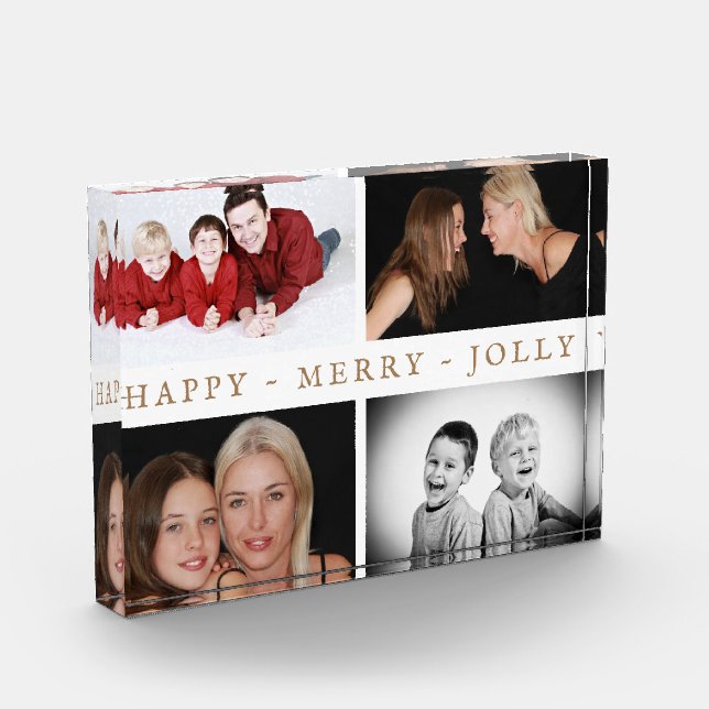 Happy Merry Jolly Family 4 Foto Collage Block (Links)