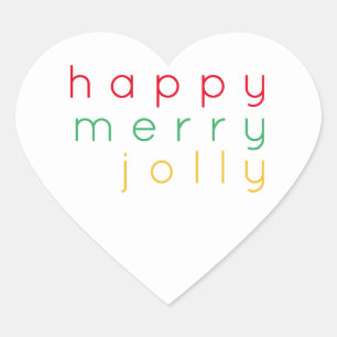 HAPPY MERRY JOLLY Heart Stickers