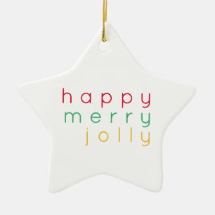 HAPPY MERRY JOLLY Keramik Star Ornament