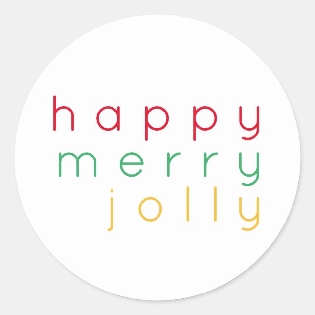HAPPY MERRY JOLLY Large Round Stickers (Vorderseite)