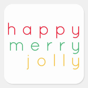HAPPY MERRY JOLLY Large Square Stickers