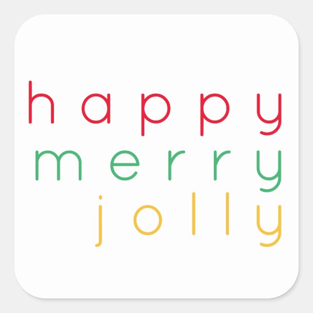 HAPPY MERRY JOLLY Large Square Stickers (Vorderseite)