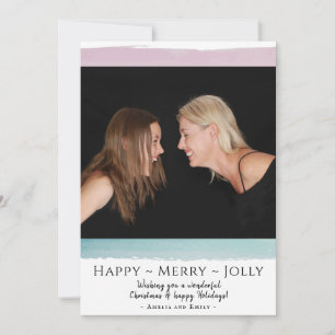Happy Merry Jolly Modern Watercolor Foto Feiertagskarte