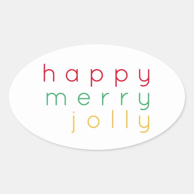 HAPPY MERRY JOLLY Oval Stickers (Vorderseite)