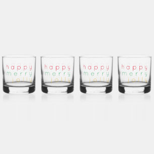 HAPPY MERRY JOLLY Rocks Glasses (4) Whiskyglas