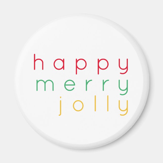 HAPPY MERRY JOLLY Round Magnet (Vorne)