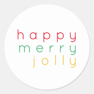 HAPPY MERRY JOLLY Small Round Stickers