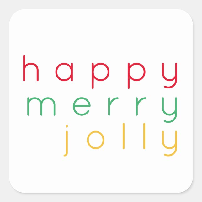 HAPPY MERRY JOLLY Small Square Stickers (Vorderseite)