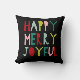 Happy Merry Joyful | Helle moderne Weihnachten Kissen