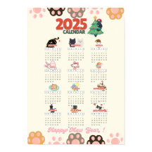 Happy Mew Year 2025 Wand Kalender für Katzenliebha