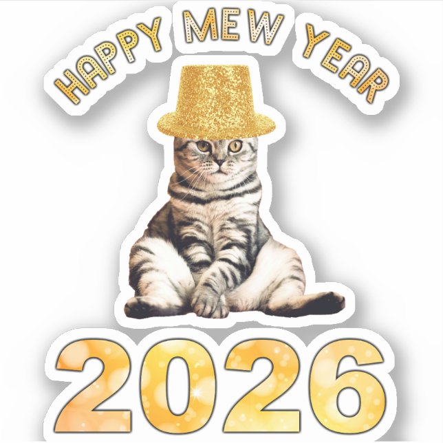 Happy Mew Year 2026 Aufkleber (Vorderseite)