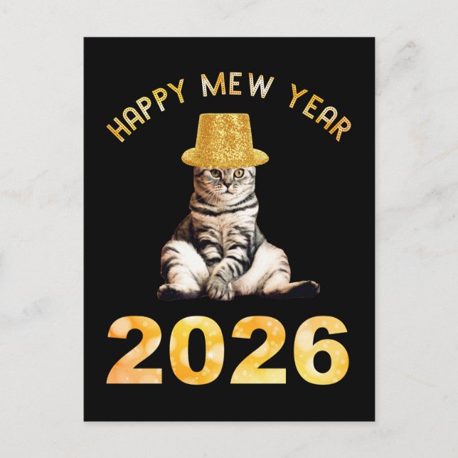 Happy Mew Year 2026 Postkarte (Vorderseite)