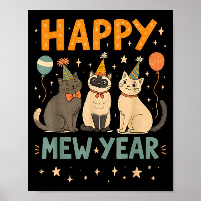 Happy Mew Year Cat Party  Poster (Vorne)