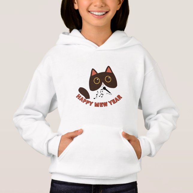 Happy Mew Year Cute Cat New Year Design Hoodie (Vorderseite)